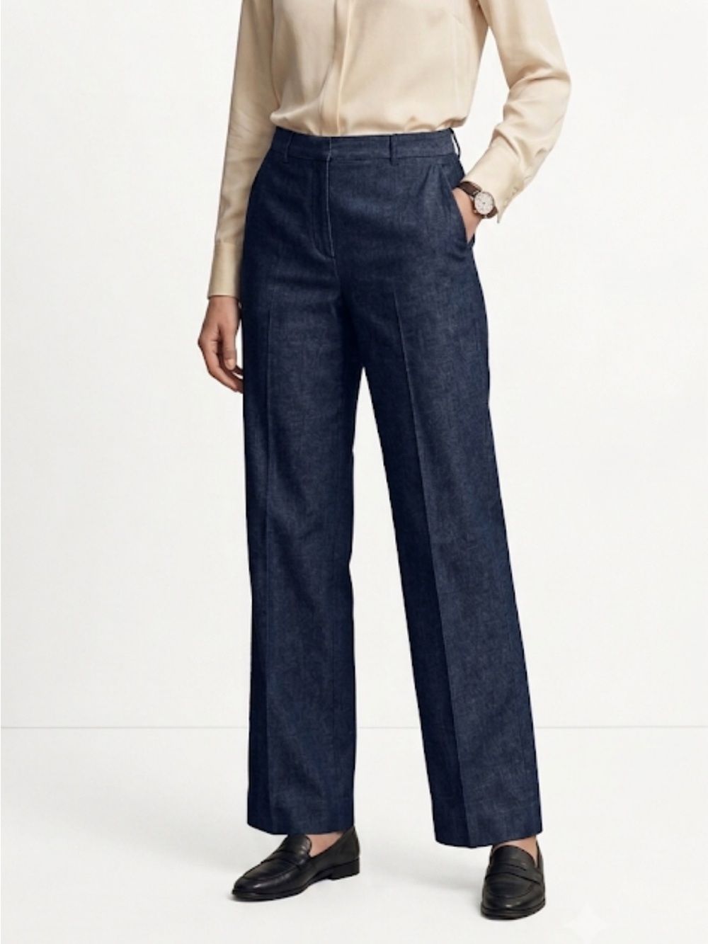 Gunex Blue Chambray Wide Leg Pants 10